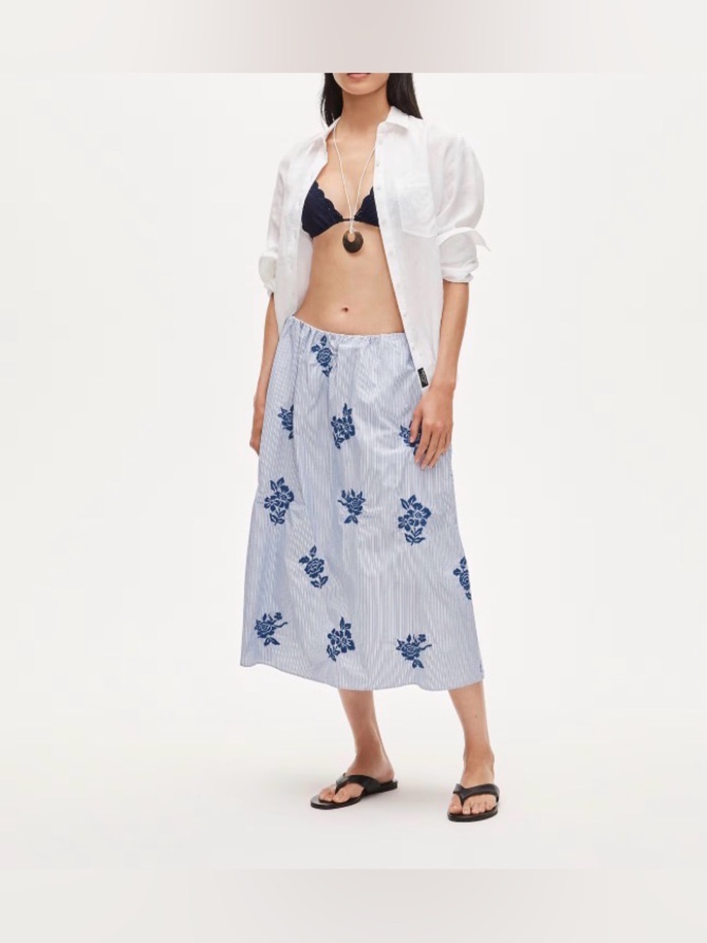 J.Crew.Women’s Beckett midi skirt in embroidered floral stripe.XXS.NWT.